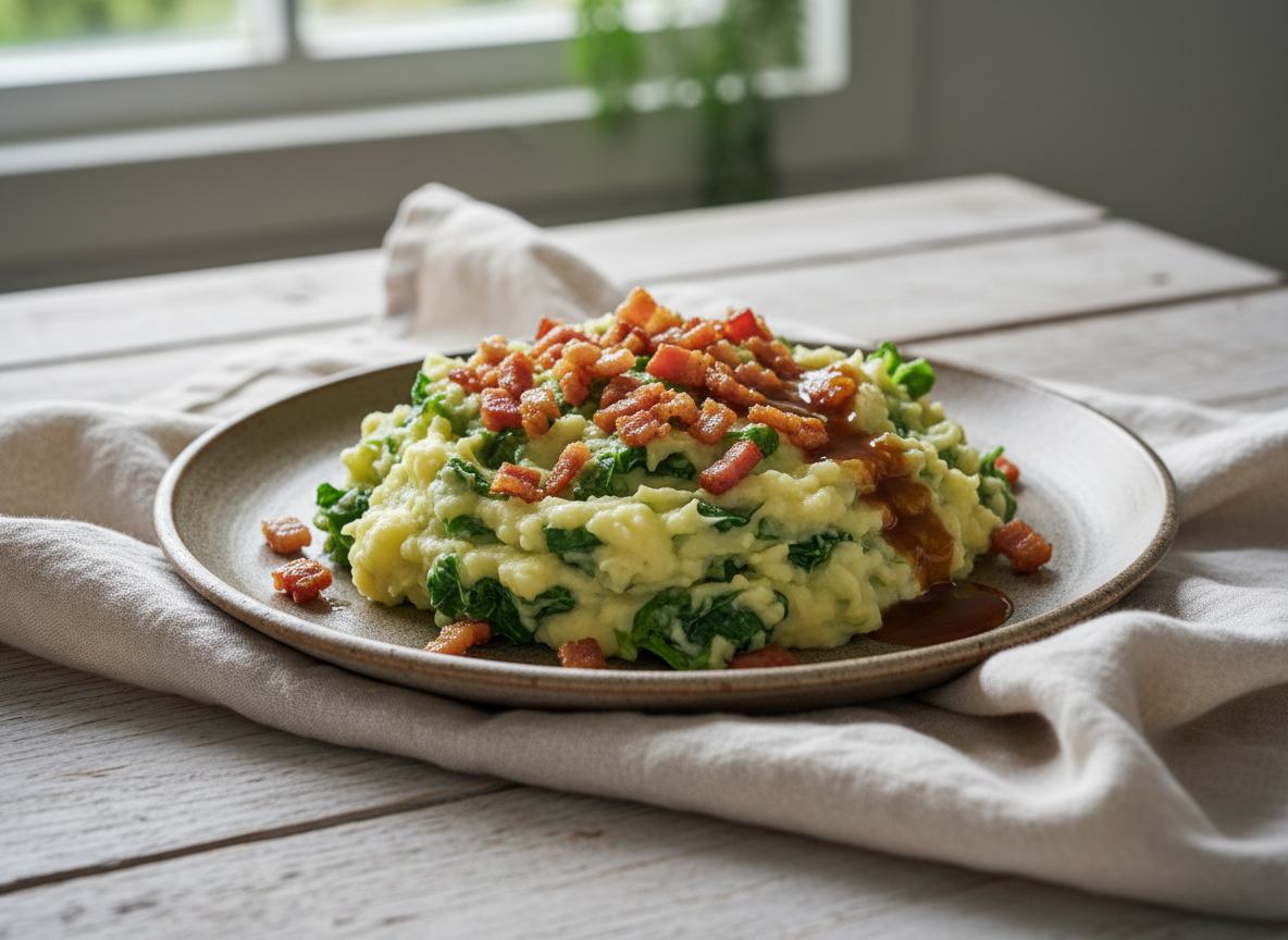 Endivien-Kartoffelbrei mit Speck