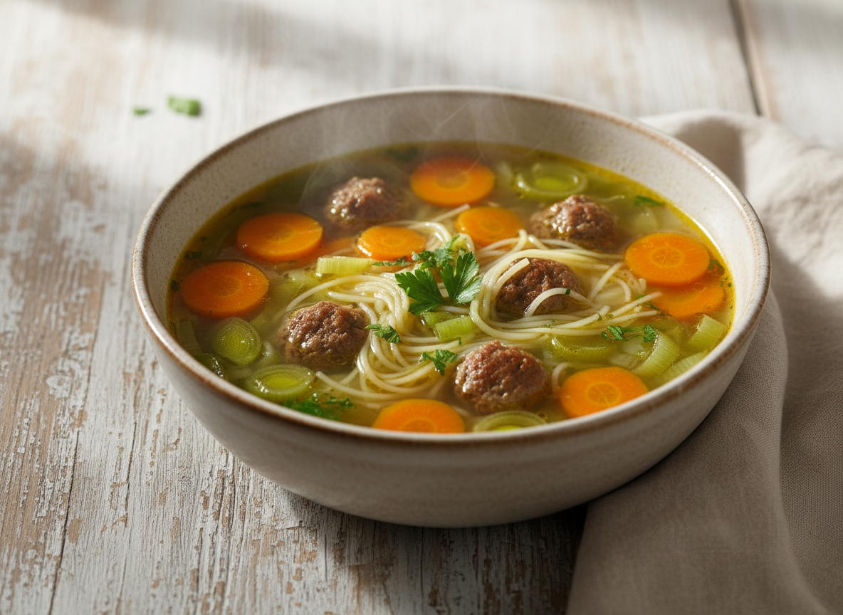 Gemüsesuppe mit Fleischbällchen